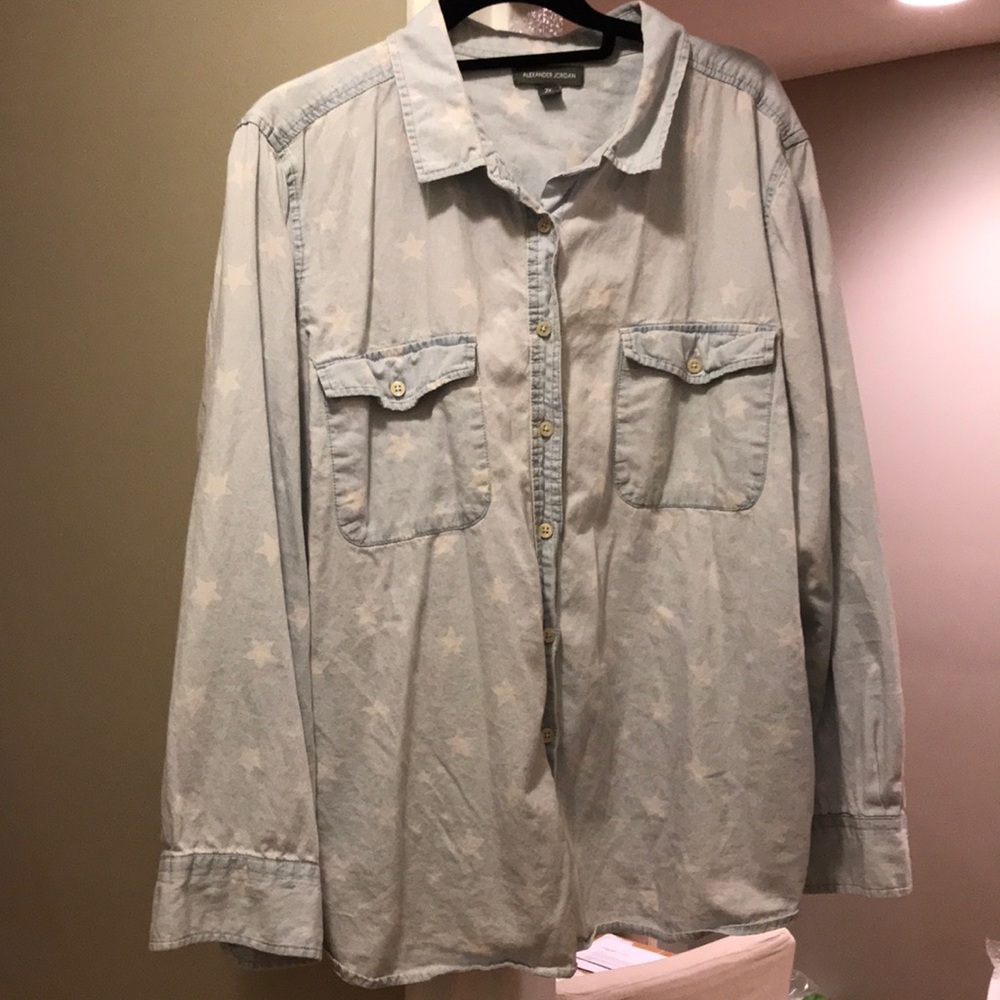 Faded blue button up with faded stars